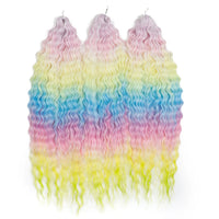22 Inch Ombre Blonde Rainbow Water Wave Crochet Hair – 300g Synthetic Curly Braiding Extensions