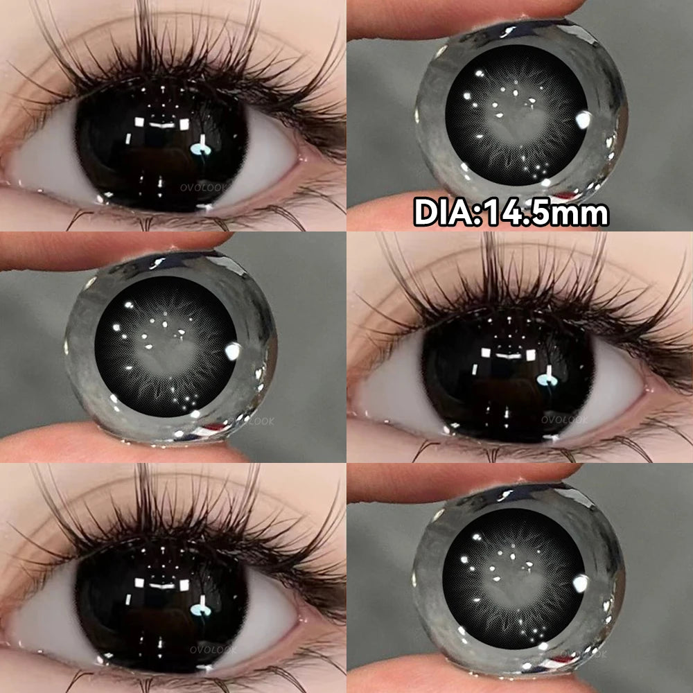 OVOLOOK-1 Pair Halloween Contact Lenses Beauty Eye Color Lenses Cosplay Pupils Myopia Lens with Prescription Natural Blue Lens