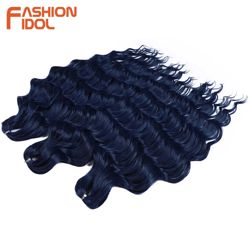 24 Inch Synthetic Hair Water Wave Braiding Hair Extensions Ombre Blonde Deep Wave Afro Curl Twist Crochet Hair for Women