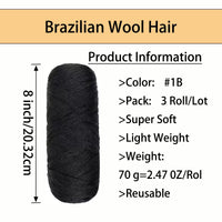 Brazilian Wool Braiding Hair | Acrylic Yarn for Crochet Braids Perfect for Senegalese twists, Senegal twist braids, and protective hairstyles