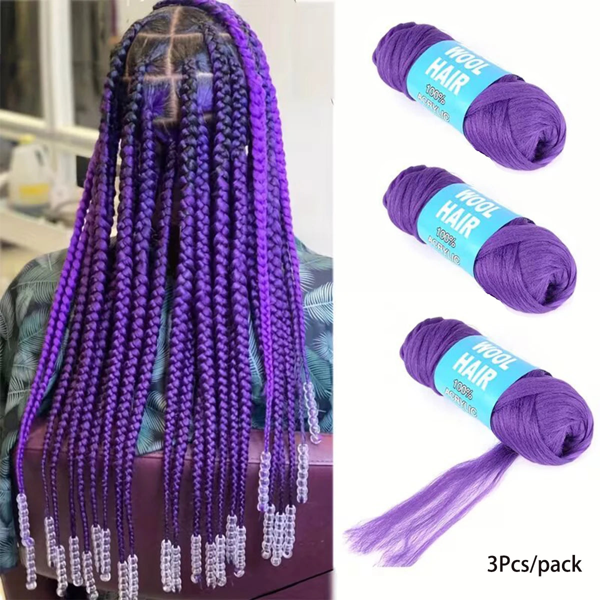 Brazilian Wool Braiding Hair | Acrylic Yarn for Crochet Braids Perfect for Senegalese twists, Senegal twist braids, and protective hairstyles