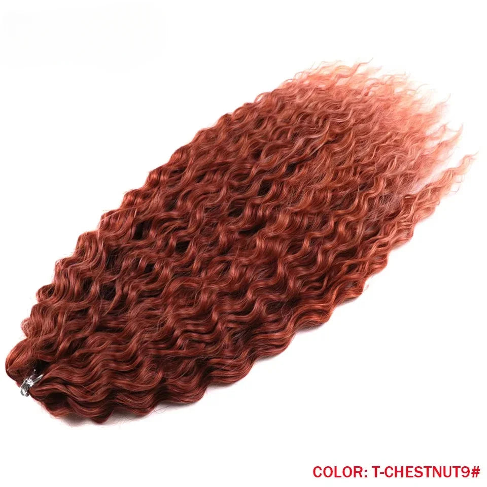 22 Inch Ombre Blonde Rainbow Water Wave Crochet Hair – 300g Synthetic Curly Braiding Extensions