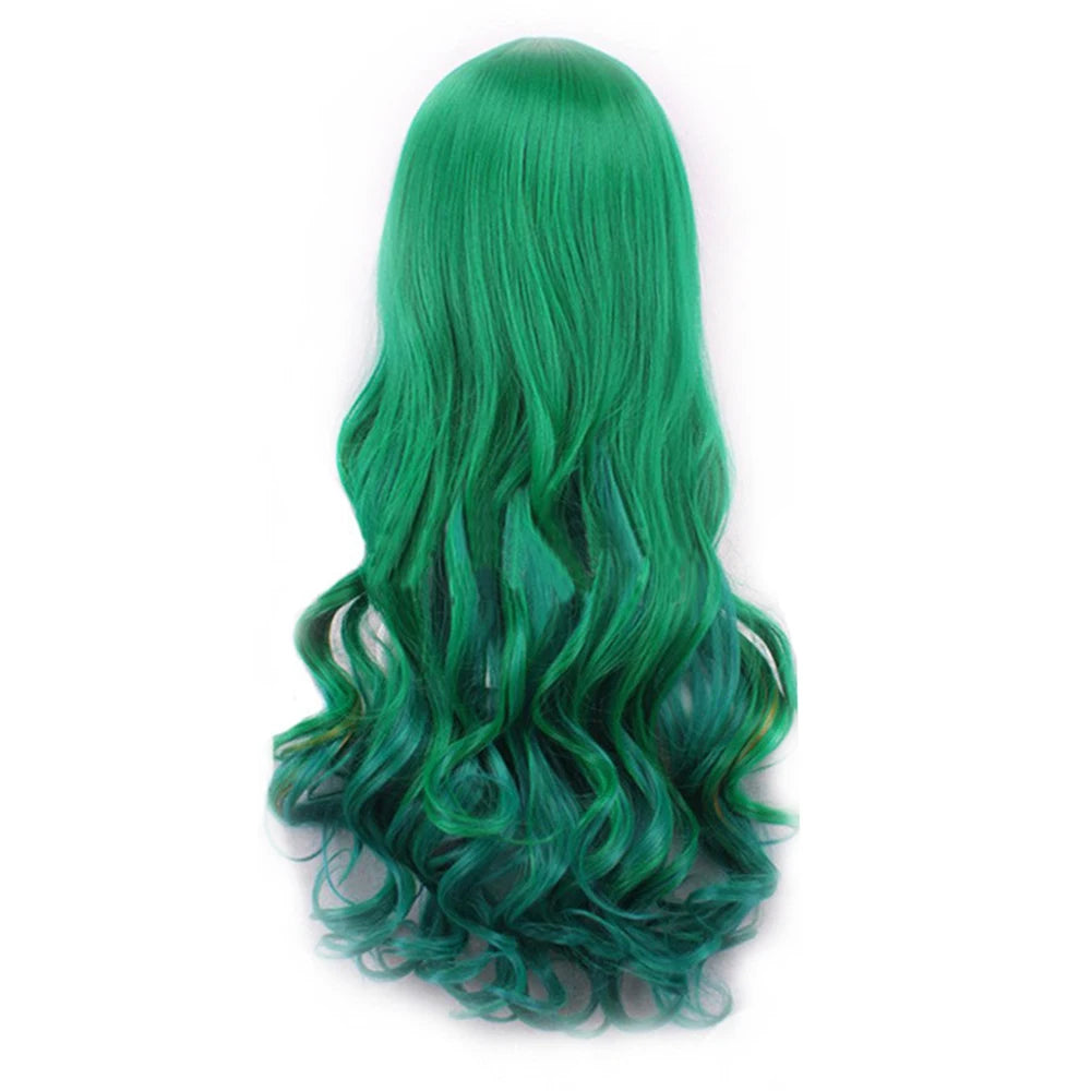 Synthetic Hair Ombre Cosplay Wigs with Bangs Green Costume Lolita Wig