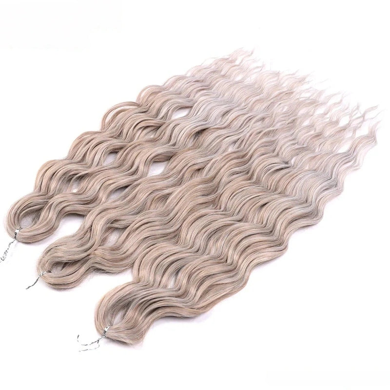 Water Wave Ombre Blonde Braiding Hair Extensions – Deep Wave Afro Curl Crochet for Women