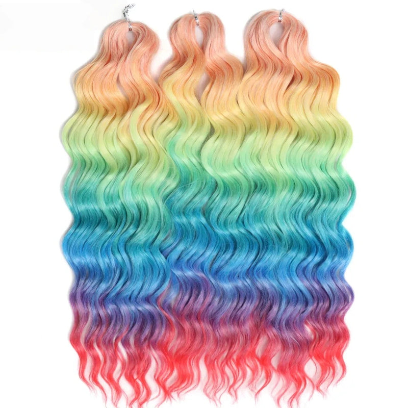Water Wave Ombre Blonde Braiding Hair Extensions – Deep Wave Afro Curl Crochet for Women