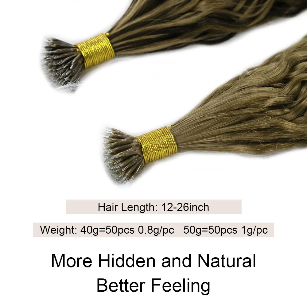 Natural Wave Nano Ring Human Hair Extensions