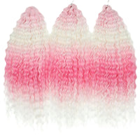 24 Inch Water Wave Crochet Braiding Hair Pink Blonde Synthetic Hair Extensions for Black Women