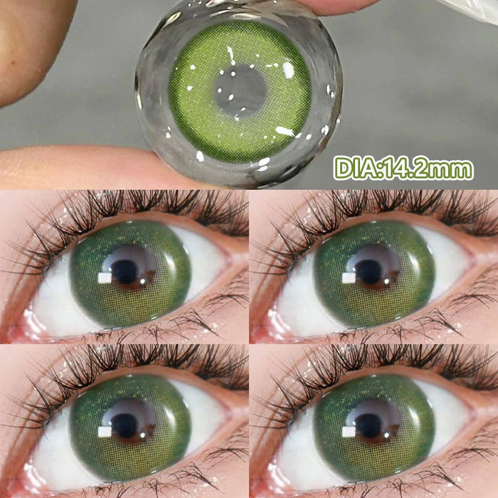 OVOLOOK-2pcs Green Cosplay Series Colored Contact Lenses for Eyes Myopia Cosmetics Pupils Eye Color Lens With Prescription Lens