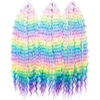 24 Inch Water Wave Crochet Braiding Hair Pink Blonde Synthetic Hair Extensions for Black Women
