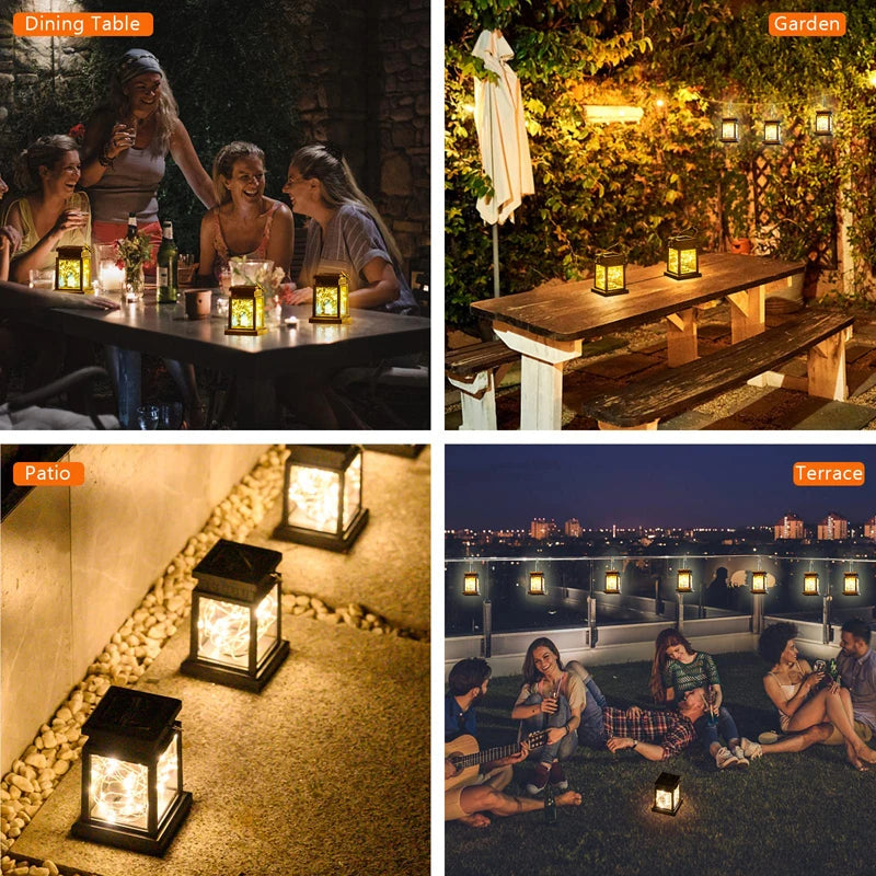 Solar Retro Palace Lantern Outdoor Floor Lights Lawn Landscape Hanging Atmosphere Candle Lighting Lamp Floor Yard Garden Decor