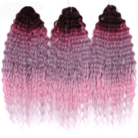 24 Inch Water Wave Crochet Braiding Hair Pink Blonde Synthetic Hair Extensions for Black Women