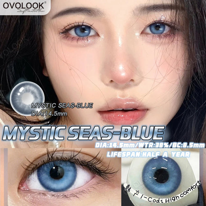 OVOLOOK-1 Pair/2pcs New Blue Series Contact Lenses for Eyes Natural Pupil Eye Color Lens Myopia Beauty Colored Eye Contacts