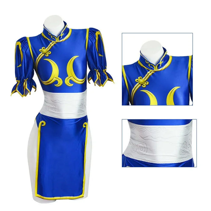 Blue Chinese Qipao Costume Dress – 7PCS Kung-Fu Party Outfit