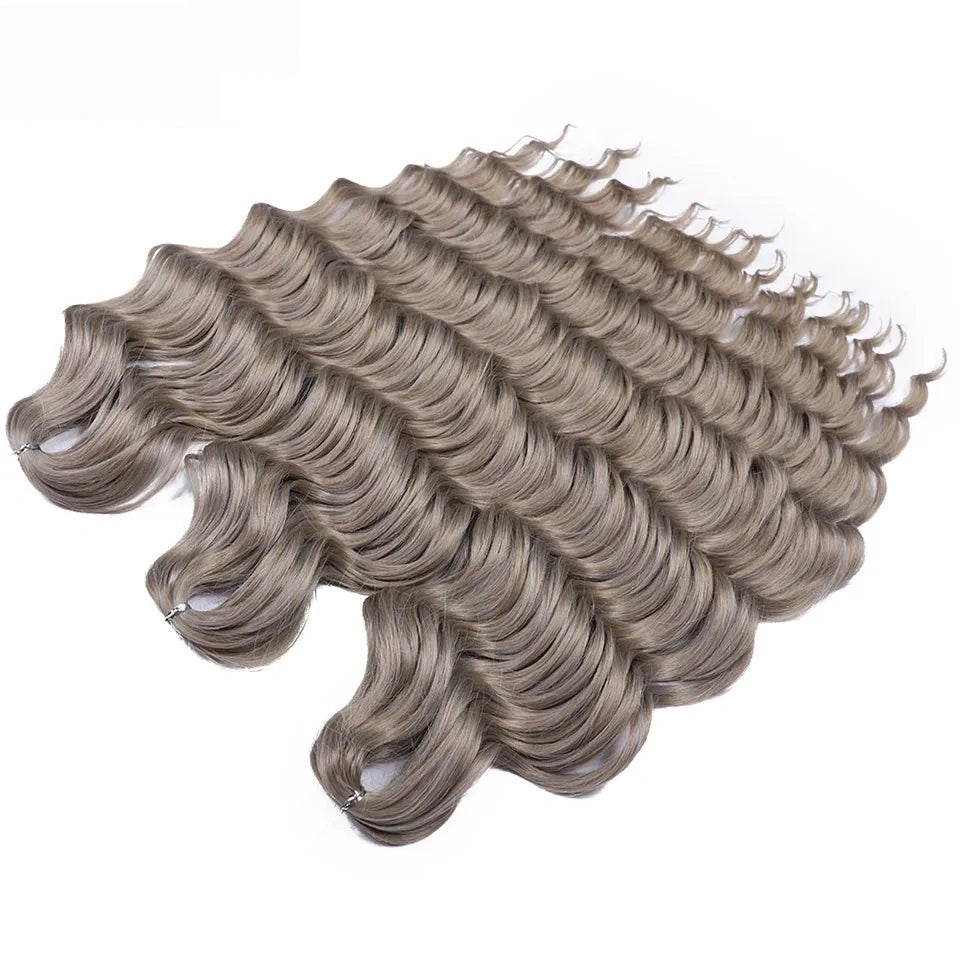 Water Wave Ombre Blonde Braiding Hair Extensions – Deep Wave Afro Curl Crochet for Women