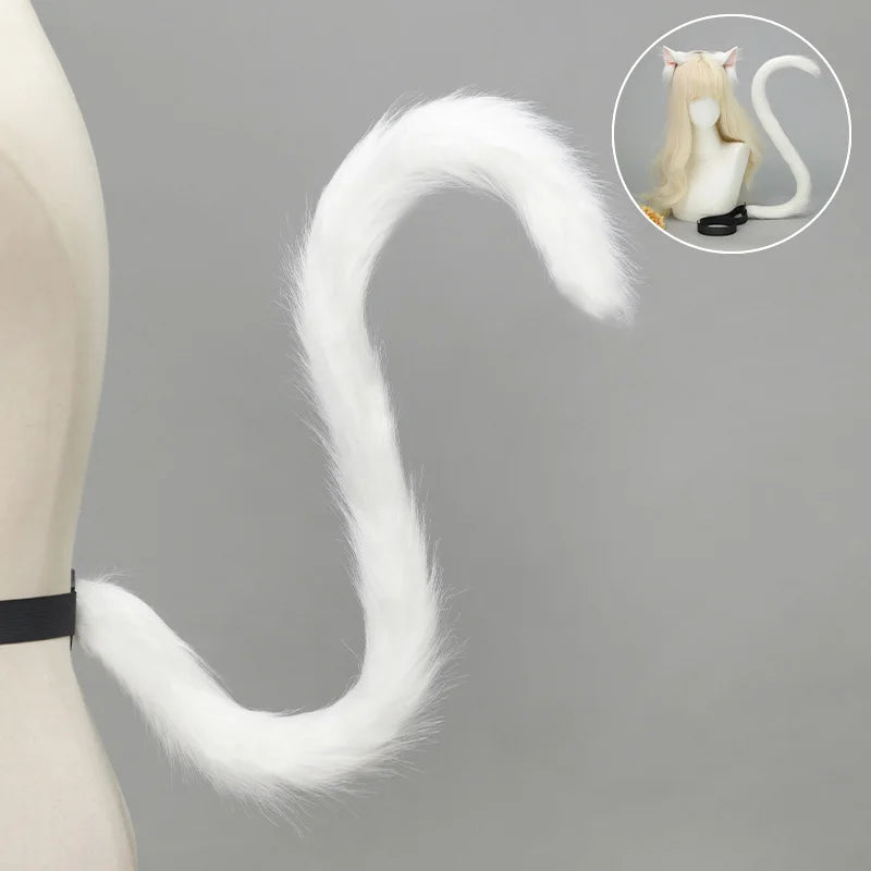 Handmade Plush Cat Ear Headband & Tail Set – Realistic Animal Cosplay Kit for Anime, Halloween & Furry Events