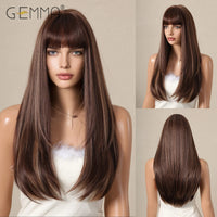 Ombre Light Pink Blonde Long Straight Wig Synthetic Colorful Lolita Cosplay Hair Wigs with Bangs for Women Heat Resistant