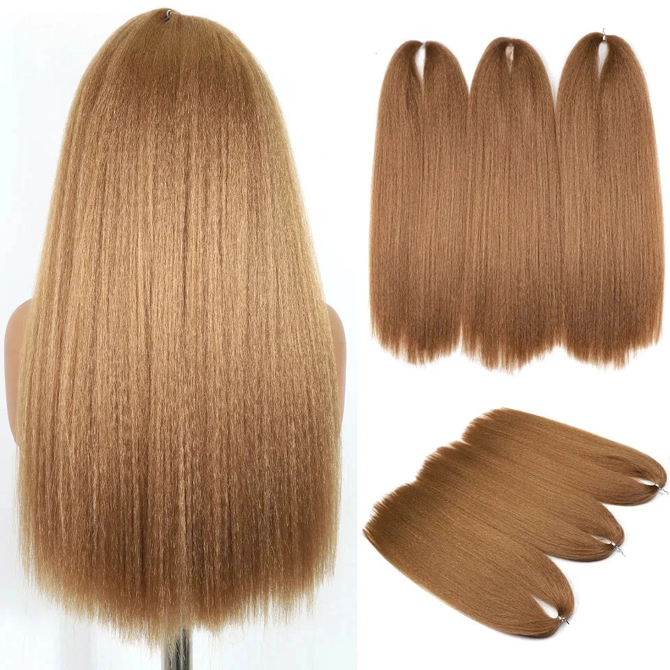 24" Yaki Straight Braiding Hair – Soft & Full (3 Packs)