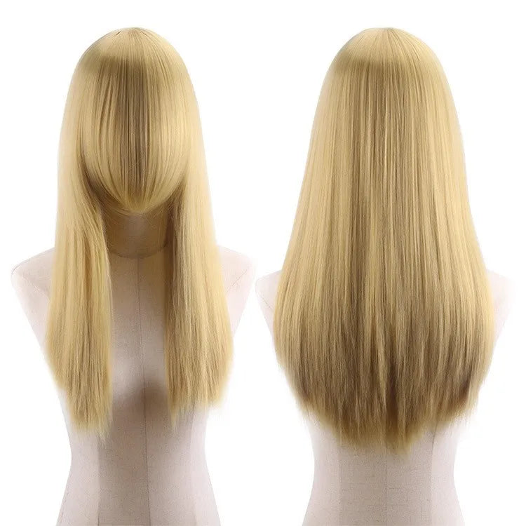 Cosplay Synthetic Wig 60cm Long Straight Curly Hairpiece Thickened High Temp Fiber Rainbow Color Rose Cap Party Halloween