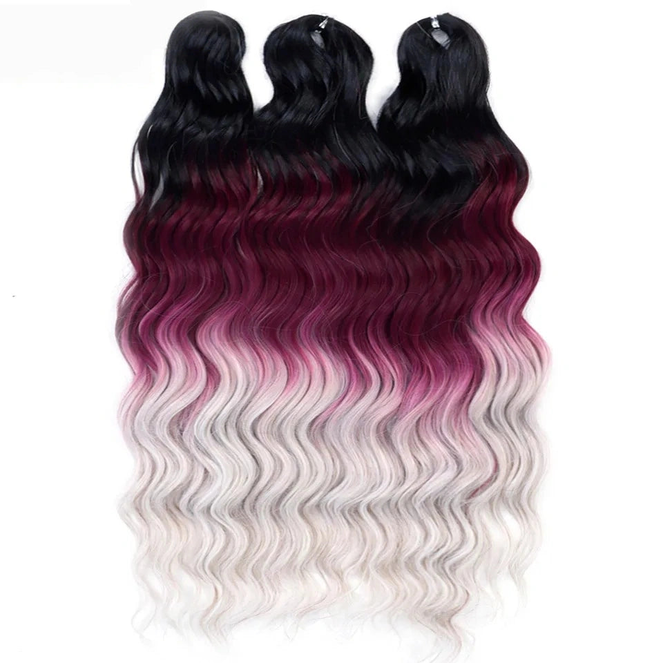 Water Wave Ombre Blonde Braiding Hair Extensions – Deep Wave Afro Curl Crochet for Women