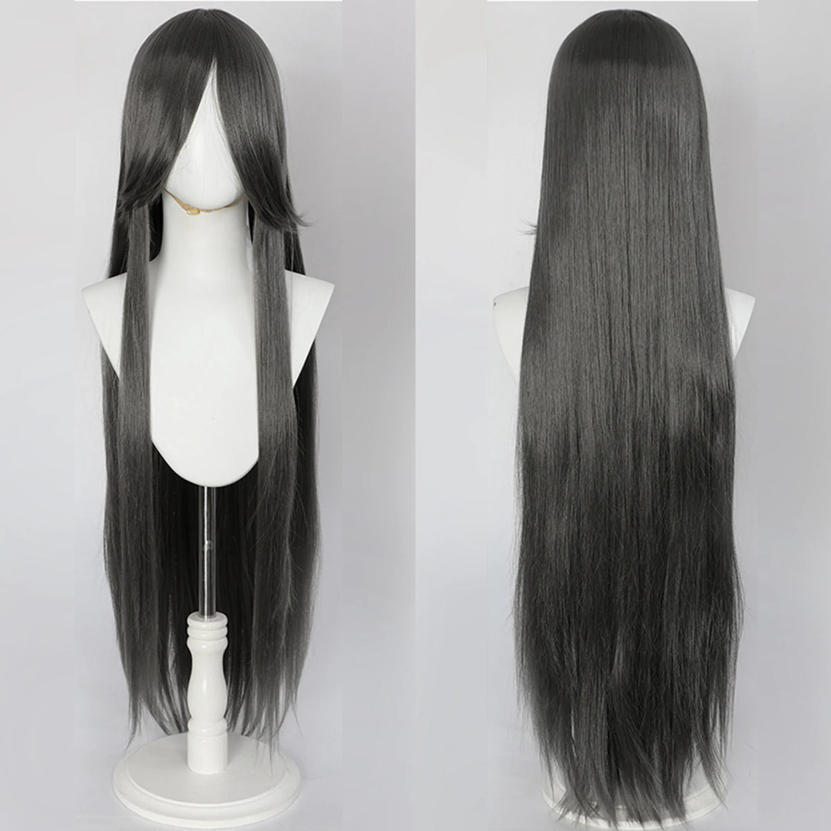 100cm Long Straight Synthetic Wig with Bangs – Pink Purple Cosplay Wig for Women