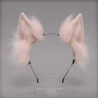 Plush Cat Ears Realistic Lolita Headband Cat Tail Cosplay Accessories Hand-made Simulation Animal Ears Halloween Headwear Kawaii