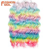 24 Inch Synthetic Hair Water Wave Braiding Hair Extensions Ombre Blonde Deep Wave Afro Curl Twist Crochet Hair for Women