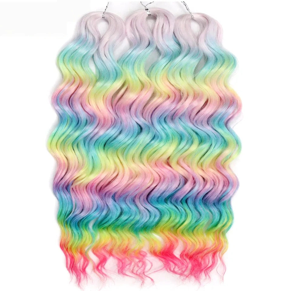 Water Wave Ombre Blonde Braiding Hair Extensions – Deep Wave Afro Curl Crochet for Women