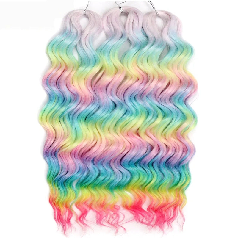 Water Wave Ombre Blonde Braiding Hair Extensions – Deep Wave Afro Curl Crochet for Women