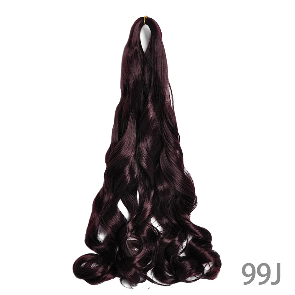1B/Pink 24" Synthetic French Curly Braiding Hair Pre Stretched Loose Wavy Spiral Curl Crochet Braids Hair Extensions for Women