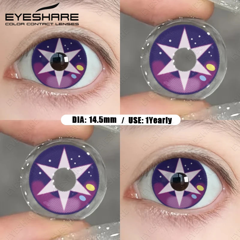 EYESHARE 1Pair Color Contact Lenses For Eyes Anime Purple Colored Lenses Pink Cosplay Halloween Makeup Lenses Yearly Eye Contact