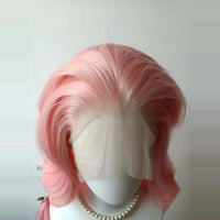 Pink Long Wavy Synthetic Wig – 13x4 Lace Front Cosplay Wig for Women