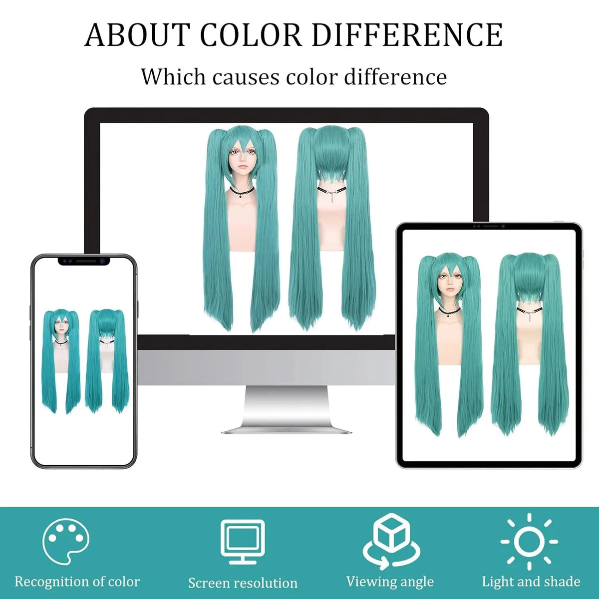 Long Teal Double Ponytail Wig Cosplay Inspired Synthetic Wig