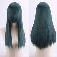 Cosplay Synthetic Wig 60cm Long Straight Curly Hairpiece Thickened High Temp Fiber Rainbow Color Rose Cap Party Halloween