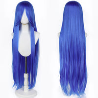 100cm Long Straight Synthetic Wig with Bangs – Pink Purple Cosplay Wig for Women
