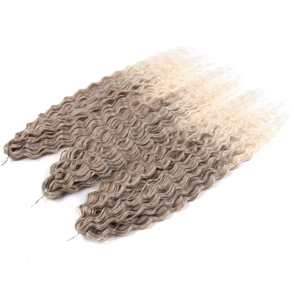 24 Inch Water Wave Crochet Braiding Hair Pink Blonde Synthetic Hair Extensions for Black Women