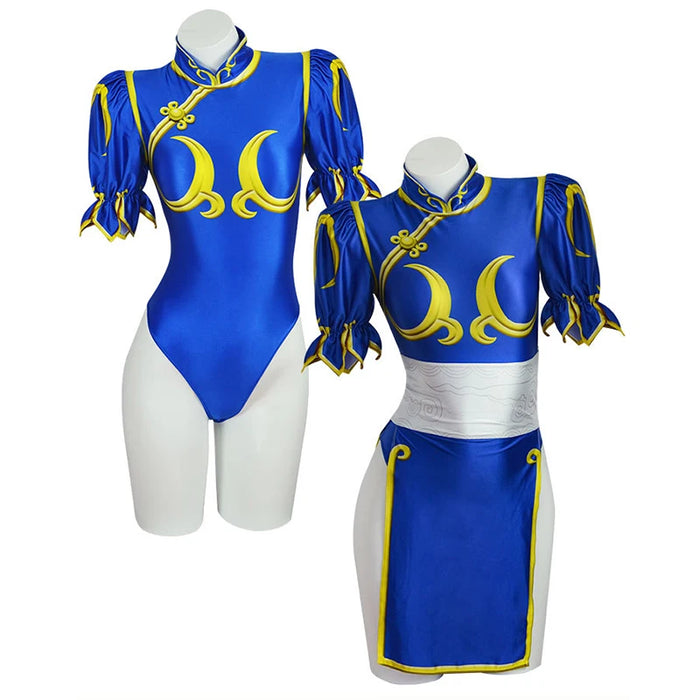 Blue Chinese Qipao Costume Dress – 7PCS Kung-Fu Party Outfit
