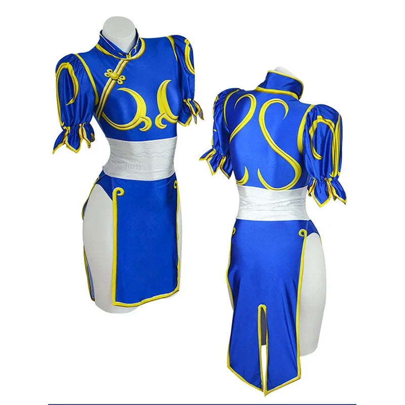 Blue Chinese Qipao Costume Dress – 7PCS Kung-Fu Party Outfit