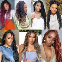 Curly Faux Locs Crochet Hair for Black Women 20In New Goddess Locs Crochet Hair With Curly Ends Ombre Blue Wavy Faux Locs Synthe