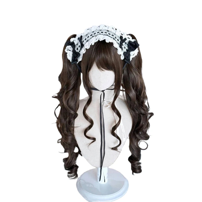 Long Wave Cosplay Wig with Double Ponytail For Women Daily Party Lolita Synthetic Wigs Gold/Chocolate Heat Resistant Hair