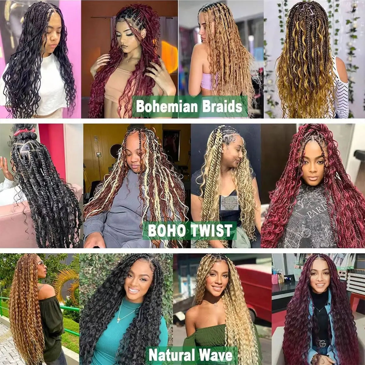 28 Inch Deep Wave Crochet Hair | Synthetic Ocean Wave Braiding Extensions
