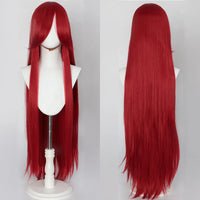 100cm Long Straight Synthetic Wig with Bangs – Pink Purple Cosplay Wig for Women