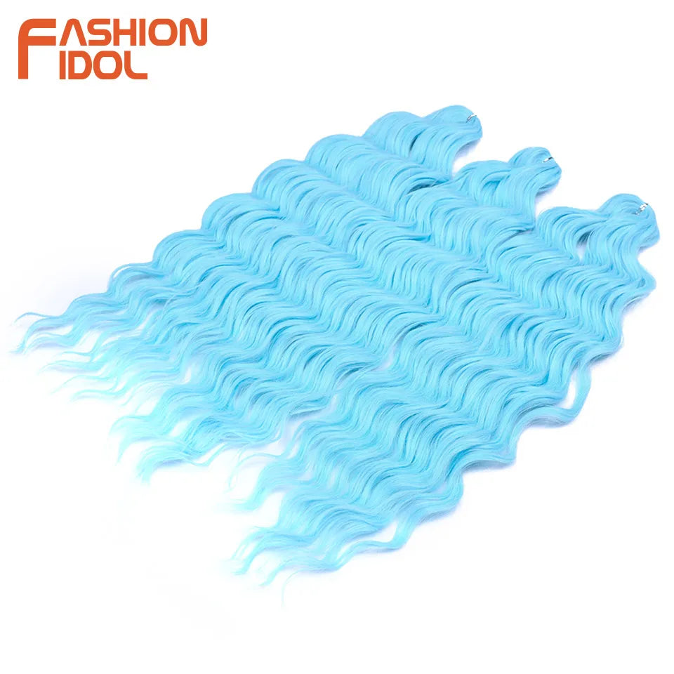 24 Inch Synthetic Hair Water Wave Braiding Hair Extensions Ombre Blonde Deep Wave Afro Curl Twist Crochet Hair for Women