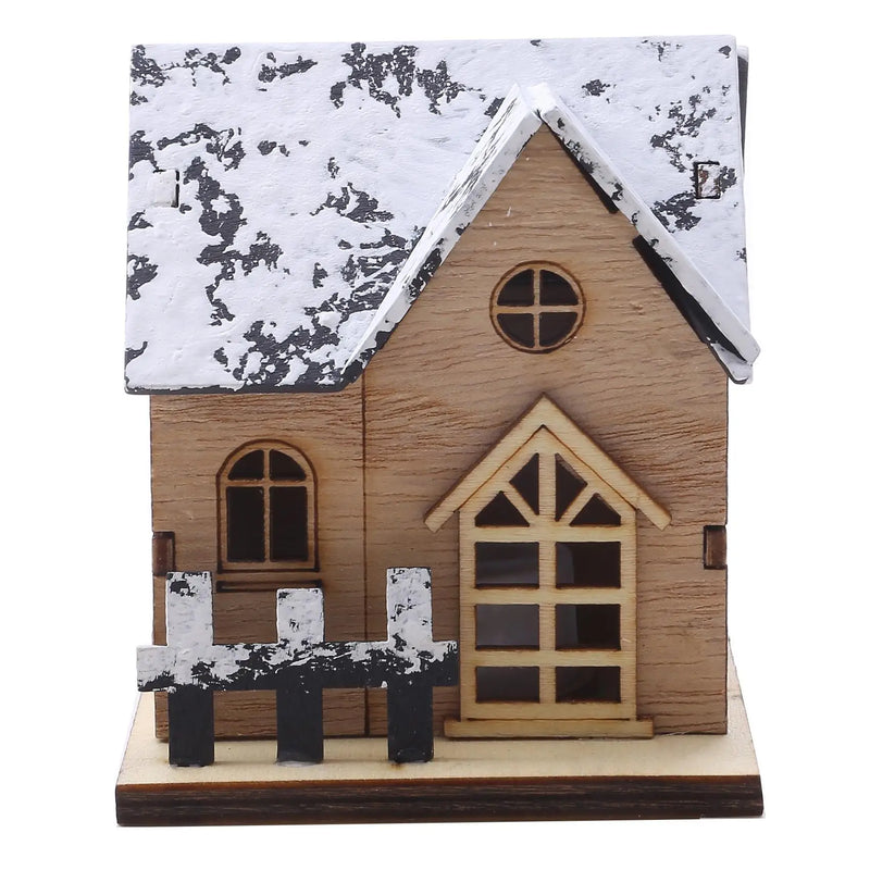 Christmas LED Light Wooden House Luminous Cabin Merry Christmas Decorations for Home DIY Xmas Tree Ornaments Kids Gifts New Year