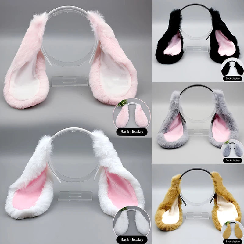 Cute Bunny Ears Headband Plush Rabbit Hair Hoop Headwear Cosplay Costume Hair Accessories For Adults Party