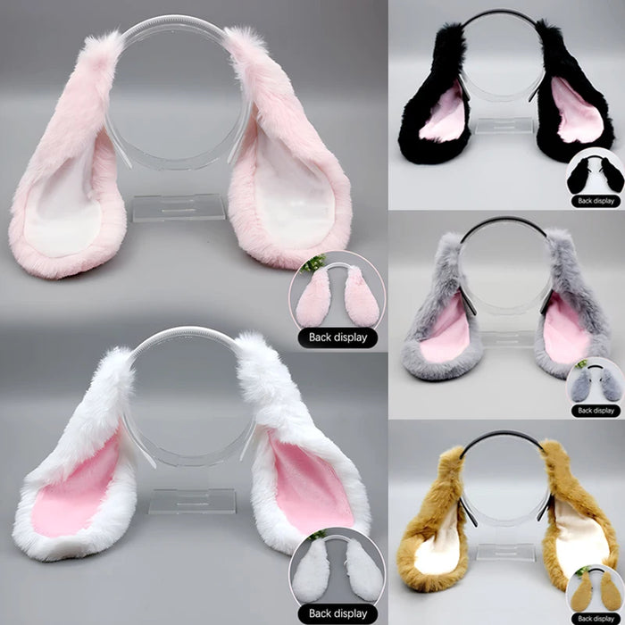 Cute Bunny Ears Headband Plush Rabbit Hair Hoop Headwear Cosplay Costume Hair Accessories For Adults Party