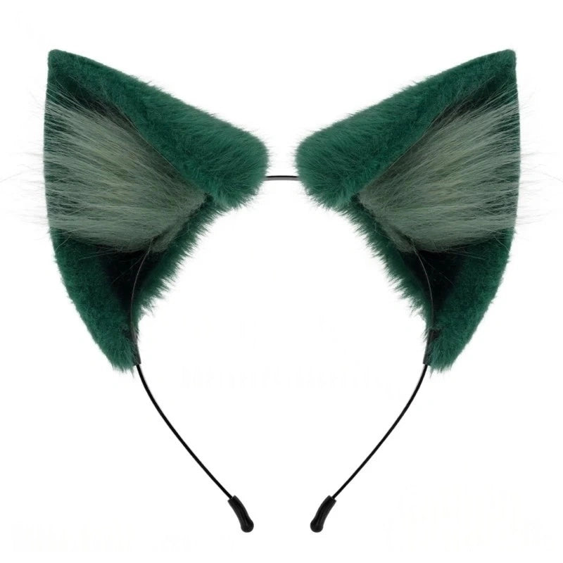 Cute Green Cat-Ear & Tail Cosplay Set – Furry Animal Costume Accessory