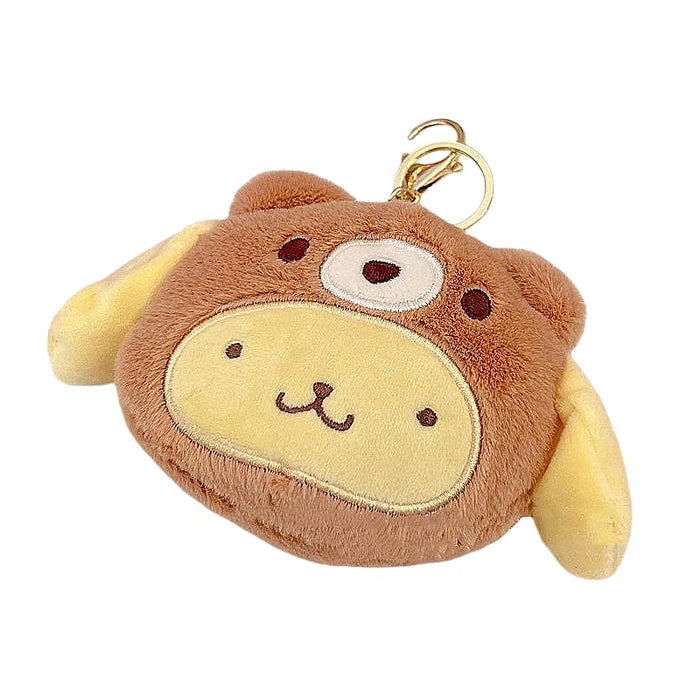 Cute Plush Character Keychain Wallet – Soft Coin Purse & Earphone Holder with Key Ring for Girls Gifts