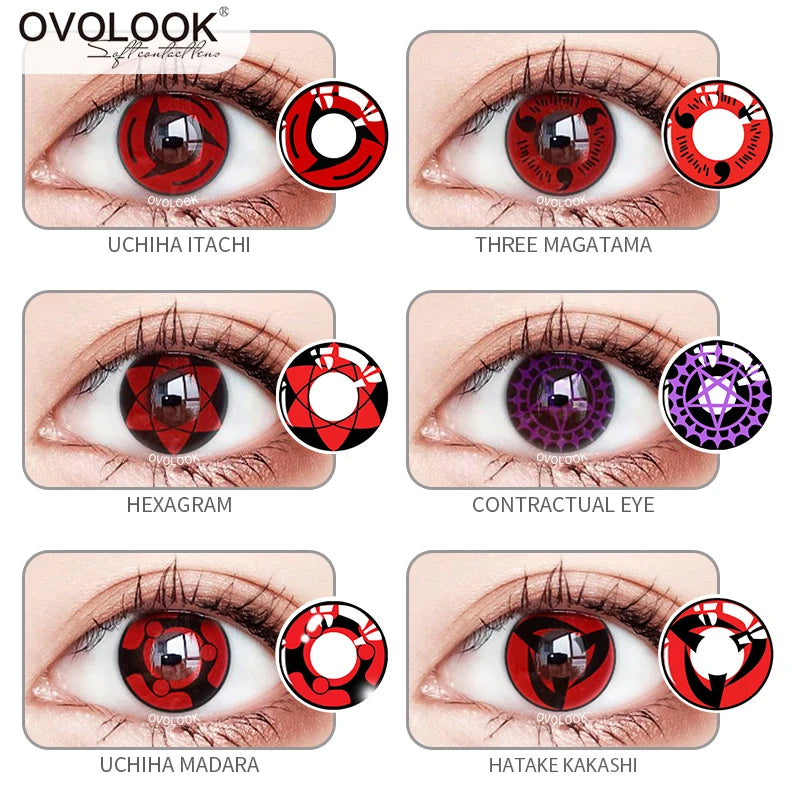 OVOLOOK-2pcs/pair COSPLAY Pupil Contact Lenses for Eyes Myopia Eye Color Lens Halloween Comestic Anime Lenses Eye Color Yearly