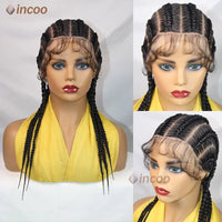 20" Short Synthetic Full Lace Wig Cornrows Braided Wigs For Black Women Lace Frontal Wig Jumbo Box Braids Wig