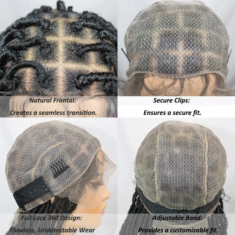 40" Dreadlock Wig Synthetic Full Lace Braided Wigs For Women Box Braids Wig Locs Braid Wig